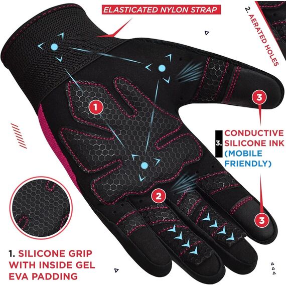 Fitness-Handschuhe W1 – Vollfinger, Bekleidungsgrösse: L, Farbe: Rosa, 2 image