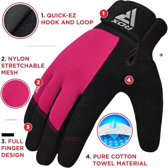 Fitness-Handschuhe W1 – Vollfinger, Bekleidungsgrösse: L, Farbe: Rosa, 4 image