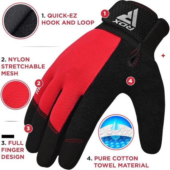 Gants de musculation W1 – Gants entiers, Taille: L, Couleur: Rouge, 4 image