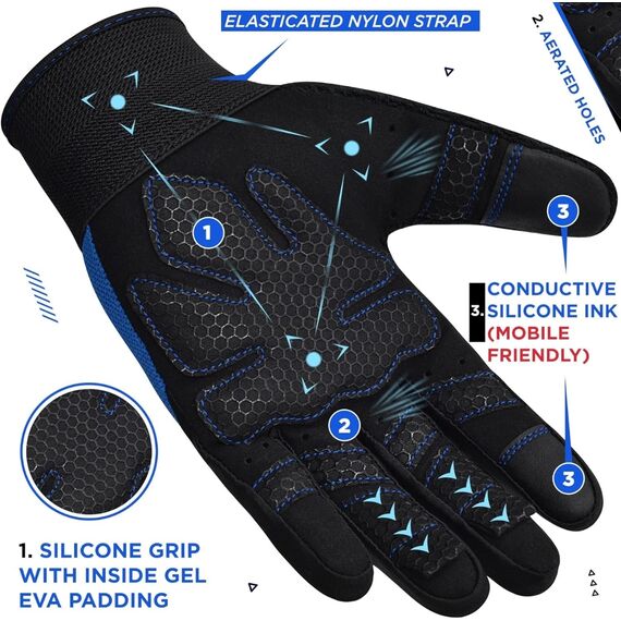 Gants de musculation W1 – Gants entiers, Taille: M, Couleur: Bleu, 2 image