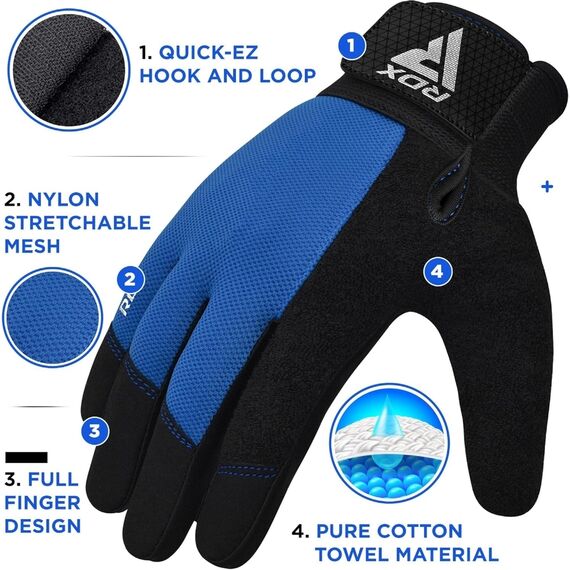Gants de musculation W1 – Gants entiers, Taille: M, Couleur: Bleu, 4 image