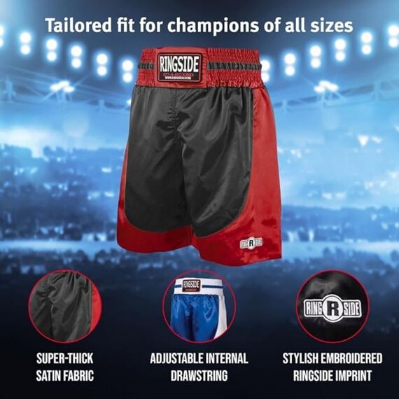 Shorts de boxe Pro Ringside, Taille: L, Couleur: Noir, 6 image