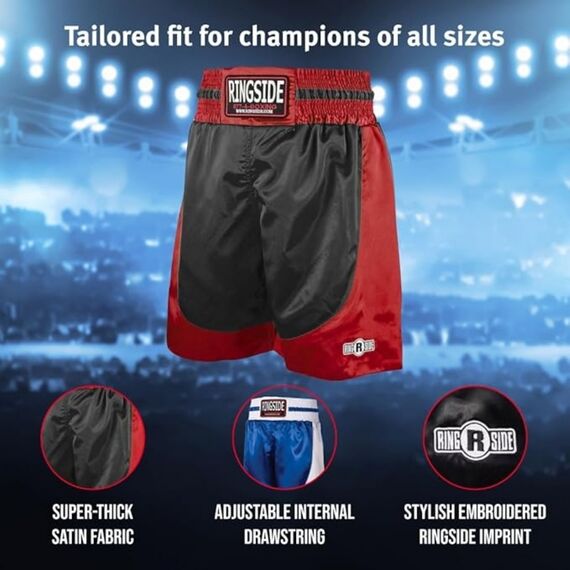 Shorts de boxe Pro Ringside, Taille: S, Couleur: Noir, 6 image