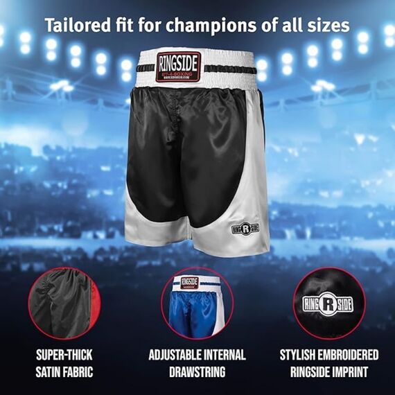 Shorts de boxe Pro Ringside, Taille: XL, Couleur: Noir, 6 image