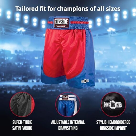 Shorts de boxe Pro Ringside, Taille: L, Couleur: Rouge, 6 image