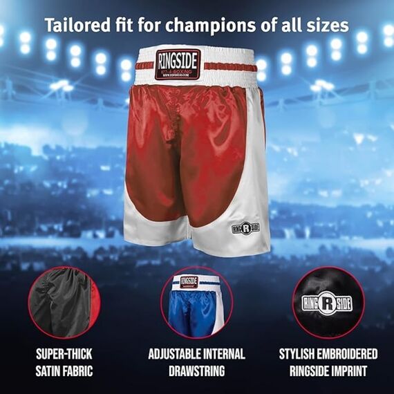 Shorts de boxe Pro Ringside, Taille: L, Couleur: Rouge, 6 image