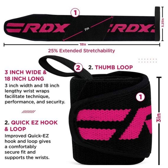 Gym Wrist Wrap Pink Pro, Colour: Pink, 6 image