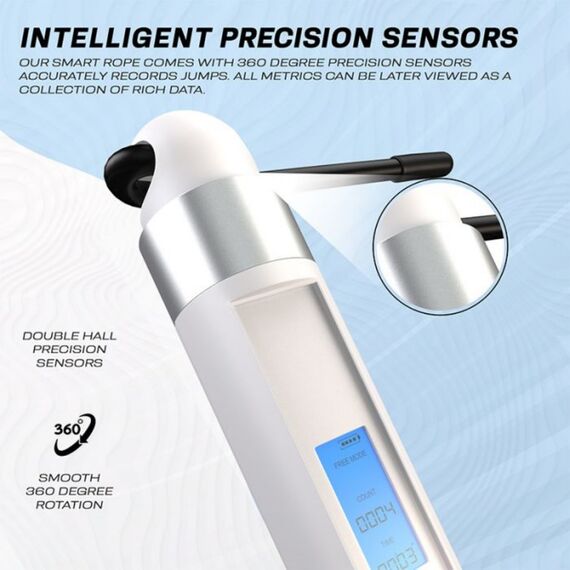 Corde à Sauter Intelligente de 3m10 Avec Compteur Numérique, Rechargeable Avec USB & App, Couleur: Blanc, 6 image
