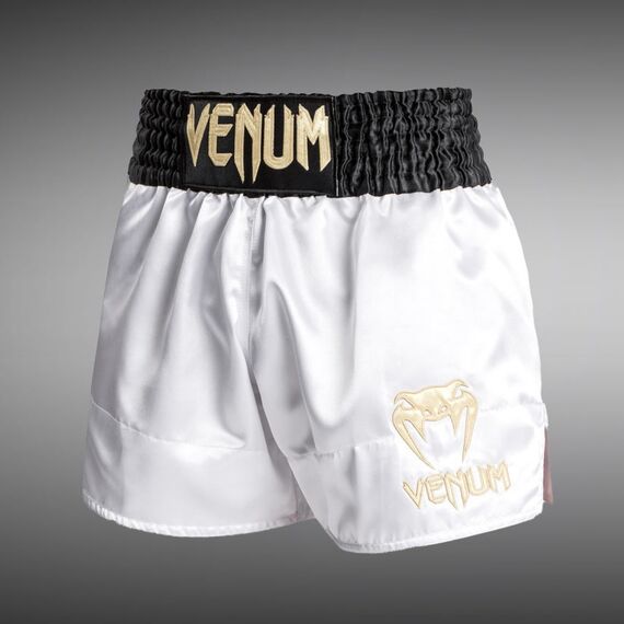 Venum Classic Muay Thai Shorts Black/White/Gold L, Size: L, Colour: Weiss, 4 image
