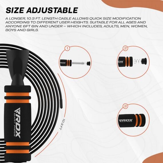 Skipping Rope With Weight X2 Orange-10.3Ft (15756), Colour: Orange, Length: 304 cm, 3 image