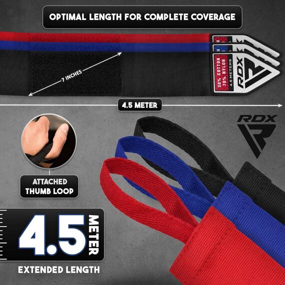 RDX RB Professional Boxing Hand Wraps Set – 3 Pairs, Colour: Multicolor, Length: 4.5m, 5 image