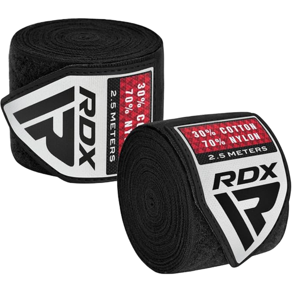 Fasce RDX Hand Wraps Pro 2.5m Nere, Colore: Nero, Lunghezza: 2.5m