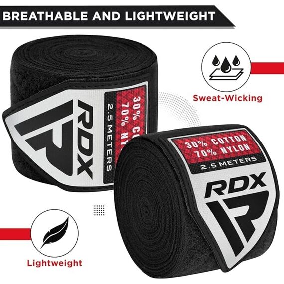 Fasce RDX Hand Wraps Pro 2.5m Nere, Colore: Nero, Lunghezza: 2.5m, 4 image