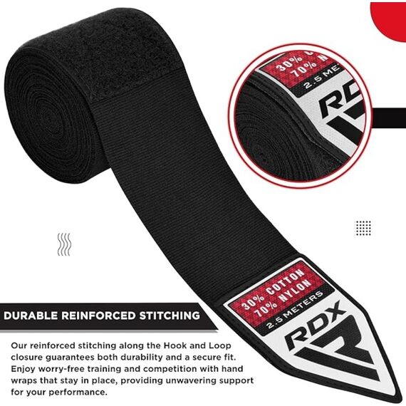 Fasce RDX Hand Wraps Pro 2.5m Nere, Colore: Nero, Lunghezza: 2.5m, 5 image