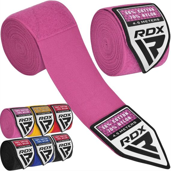 RDX WX Profi Boxbandagen 4.5 m – Rosa, Farbe: Rosa, Länge: 4.5m