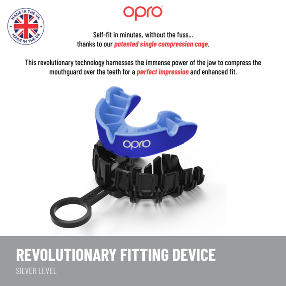 OPRO Paradenti Silver Adulto 10+ Silver Jaws, Taglia: Taglia unica, Colore: Nero, 5 image