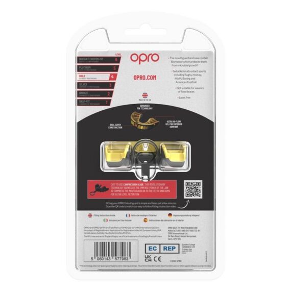 OPRO Paradenti Gold Adulto 10+ Gold Grillz, Taglia: Taglia unica, Colore: Nero, 4 image