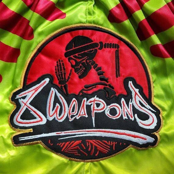 8 WEAPONS Pantaloncini Muay Thai Jurassic Verde/Rosso S, Taglia: S, Colore: Rosso , 3 image