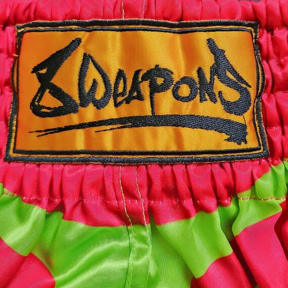 8 WEAPONS Pantaloncini Muay Thai Jurassic Verde/Rosso S, Taglia: S, Colore: Rosso , 5 image