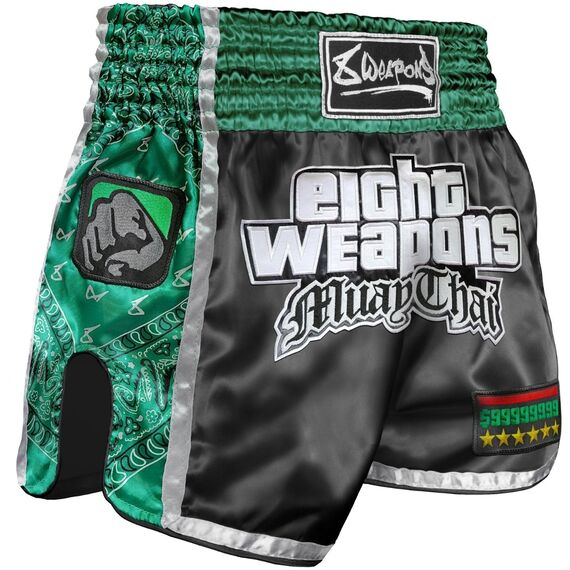 8 WEAPONS Muay Thai Shorts West Coast Green XL, Size: XL, Colour: Green