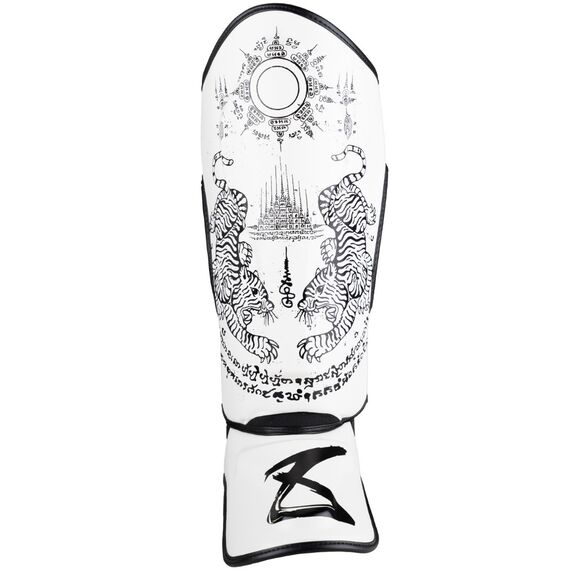 8 WEAPONS Shin Guards - Sak Yant Tigers white XL, Size: XL, Colour: Weiss, 10 image