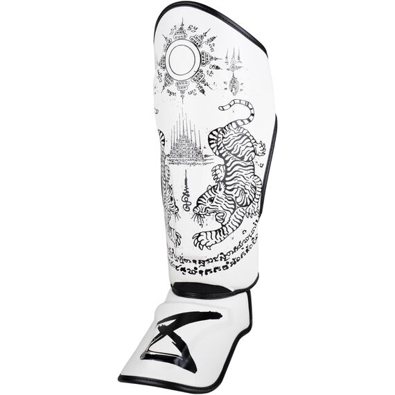 8 WEAPONS Shin Guards - Sak Yant Tigers white XL, Size: XL, Colour: Weiss, 12 image