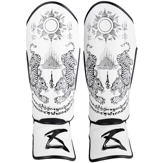 8 WEAPONS Shin Guards - Sak Yant Tigers white XL, Size: XL, Colour: Weiss, 9 image