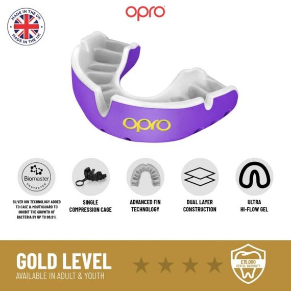 OPRO Paradenti Gold Adulto 10+ Gold Jaws, Taglia: Taglia unica, Colore: Nero, 5 image