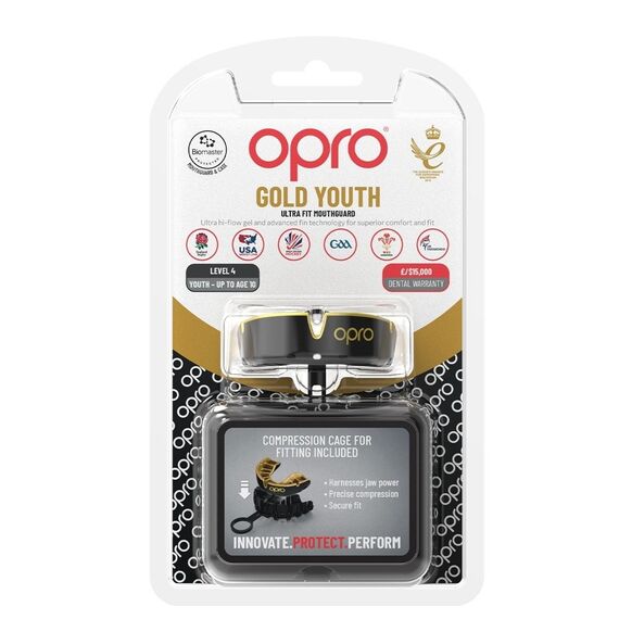 OPRO Gold Mundschutz Junior Schwarz/Gold, Bekleidungsgrösse: One Size, Farbe: Schwarz, 3 image