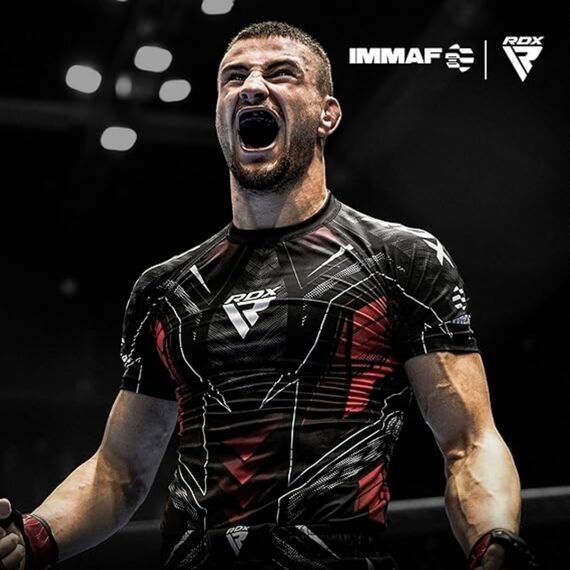 RDX Compression Rash Guard IMMAF Red M, Size: M, Colour: Rot, 6 image