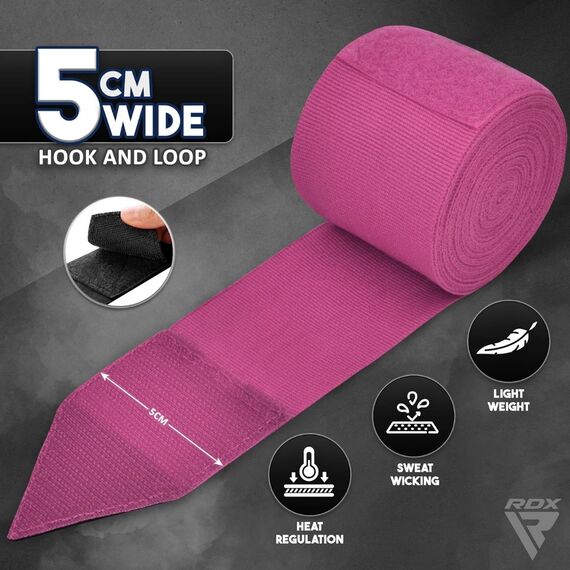 RDX WX Professional Boxing Hand Wraps 4.5 m – Pink, 3 image