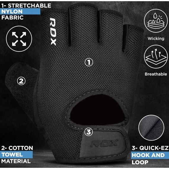 Gym Weight Lifting Gloves T1, Taglia: L, Colore: Nero, 3 image