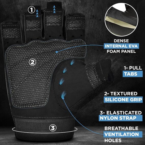 Gym Weight Lifting Gloves T1, Taglia: L, Colore: Nero, 5 image