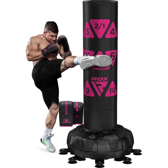 Freistehender Boxsack Ziel + Boxhandschuhe, Farbe: Pink, Länge: 1.8m
