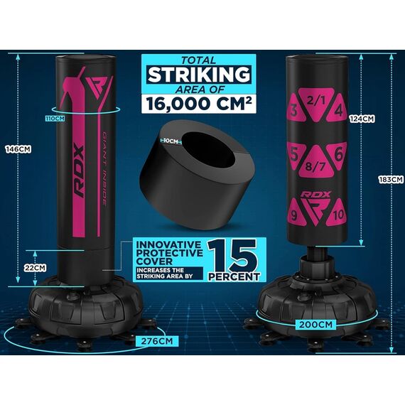 Freistehender Boxsack Ziel + Boxhandschuhe, Farbe: Pink, Länge: 1.8m, 5 image