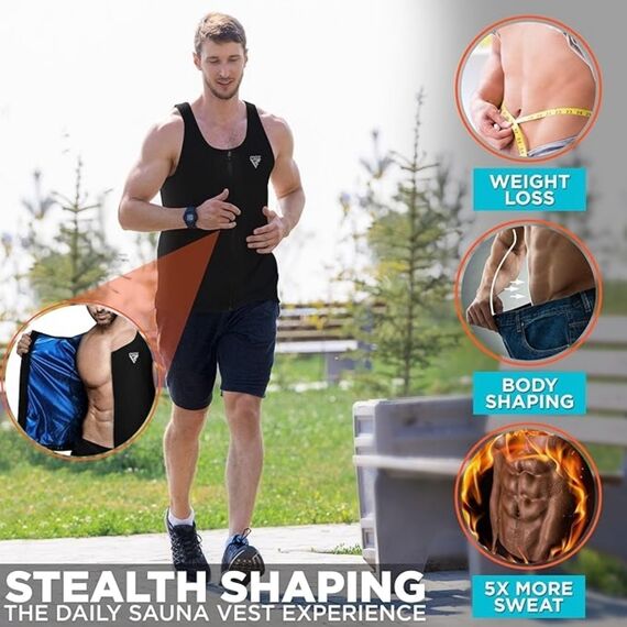 Veste de Sudation Homme Pour la Perte de Poids, Taille: 4XL, Couleur: Kaki, 3 image