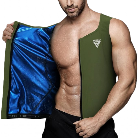 Veste de Sudation Homme Pour la Perte de Poids, Taille: 4XL, Couleur: Kaki