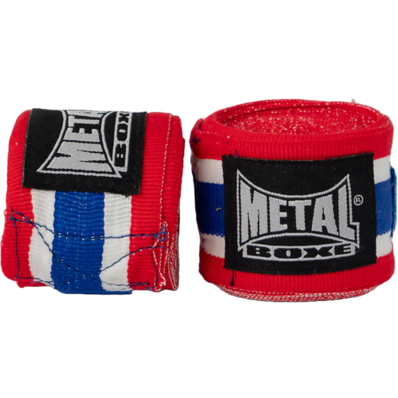 Metal Boxe Boxing Hand Wraps 2.50 Rouge/Blanc/Bleu/Blanc/Rouge, Colour: Multicolor, Length: 2.5m