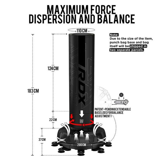 Kara Freestanding Punching Bag, Colour: Schwarz, Length: 1.8m, 11 image