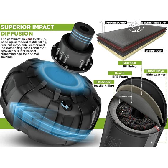 Kara Freestanding Punching Bag, Colour: Green, Length: 1.8m, 5 image