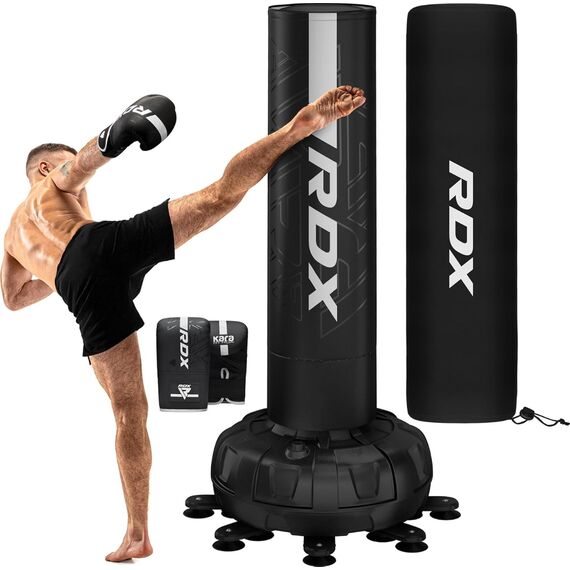Free Standing Punch Bag F6+ Bag Mitts, Colour: Schwarz, Length: 1.8m