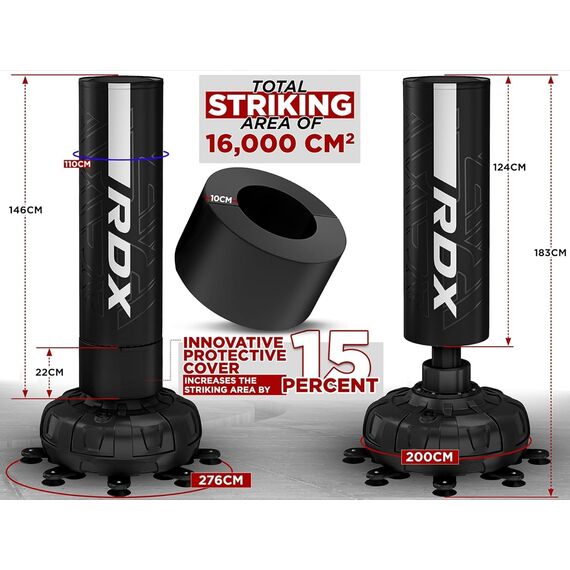 Free Standing Punch Bag F6+ Bag Mitts, Colour: Schwarz, Length: 1.8m, 5 image