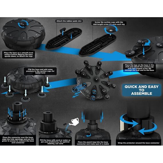 Free Standing Punch Bag F6+ Bag Mitts, Colour: Schwarz, Length: 1.8m, 8 image