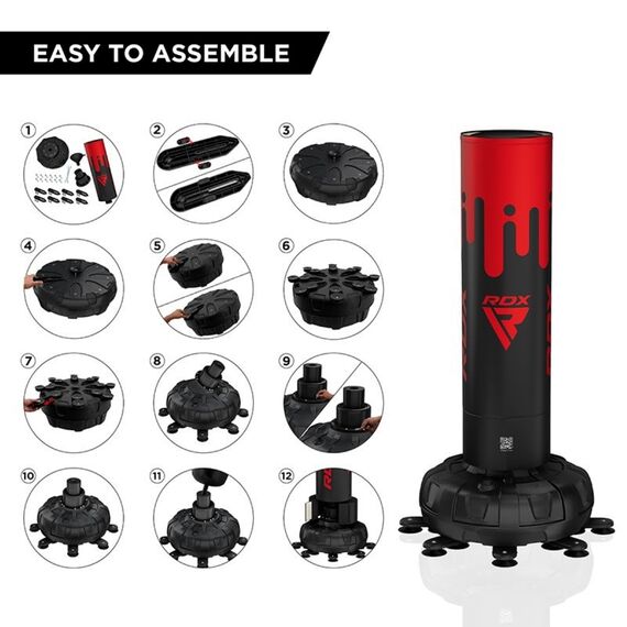 Sac de frappe autoportant F9 + gants, Couleur: Rouge, Longueur: 1.8m, 13 image