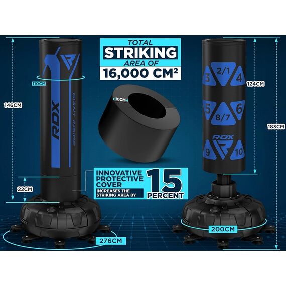 Free Standing Target Black+ Bag Mitts, Colour: Blue, Length: 1.8m, 5 image