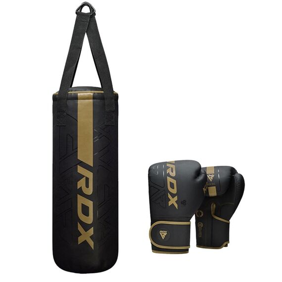 Junior Boxing Set - Punch Bag 60 cm + Boxing Gloves 6 oz, Colour: Gold, Additional Weight: 8 kg, Length: 0.6m