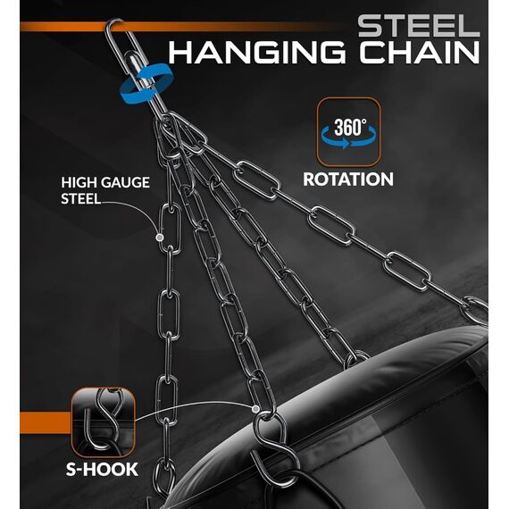 RDX F6 KARA 152 cm 3-in-1 Boxsack & Boxhandschuh-Set, Farbe: Schwarz, Zusatzgewicht: 22.5 kg, Länge: 1.5m, 6 image