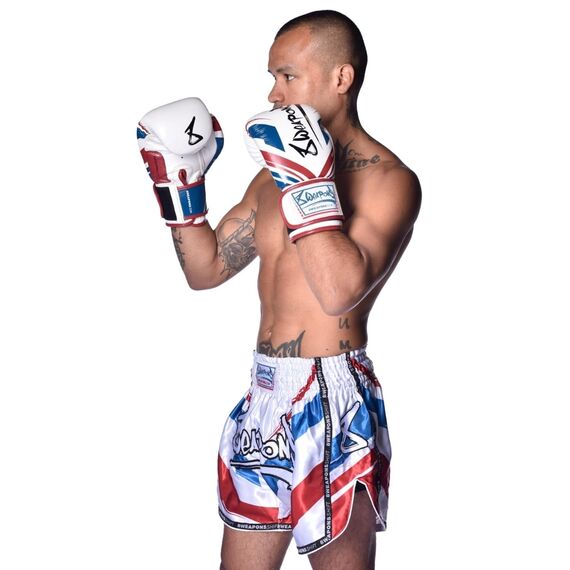 Short de Muay Thaï 8 WEAPONS Shift blanc-bleu-rouge L, Taille: L, Couleur: Blanc, 6 image