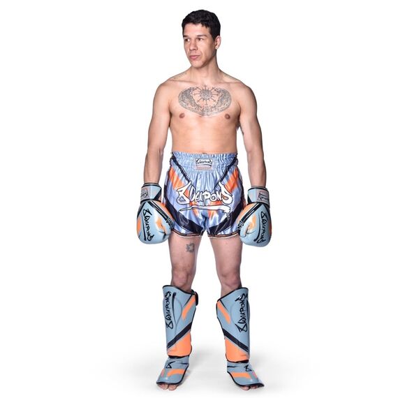 Short de Muay Thaï 8 WEAPONS Shift gris-glacé-orange XXL, Taille: 2XL, Couleur: Gris, 8 image