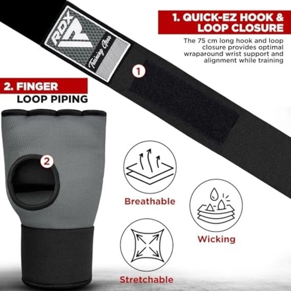 Sous-Gants de Boxe RDX Gris – Taille S, Taille: S, Couleur: Gris, 3 image